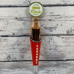 Saranac Inner Circle Series Beer Tap Handle Gold Red Bar Pub‎ Draft Beer